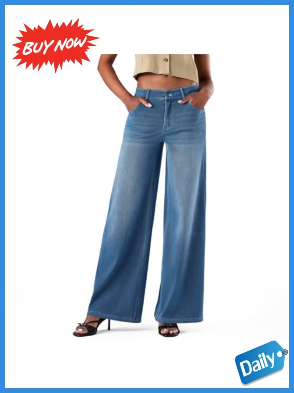 Women's Wide Leg Low Rise Stretch Knit Jeans